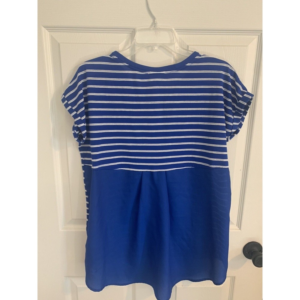 Blue Large striped Short sleeve tunic style shirt size Large Stylus - Picture 4 of 9